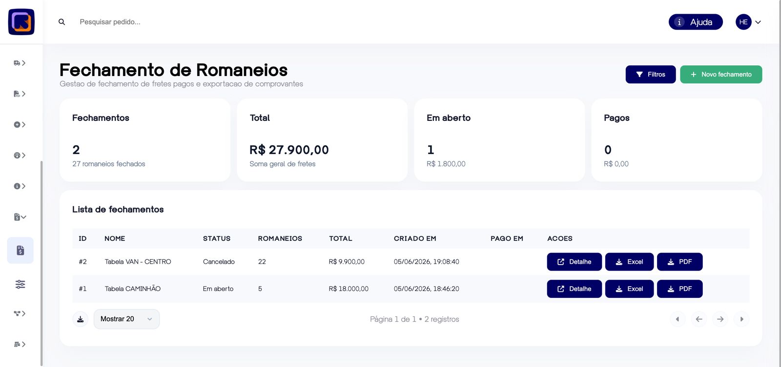 Consolida el valor final de cada operación