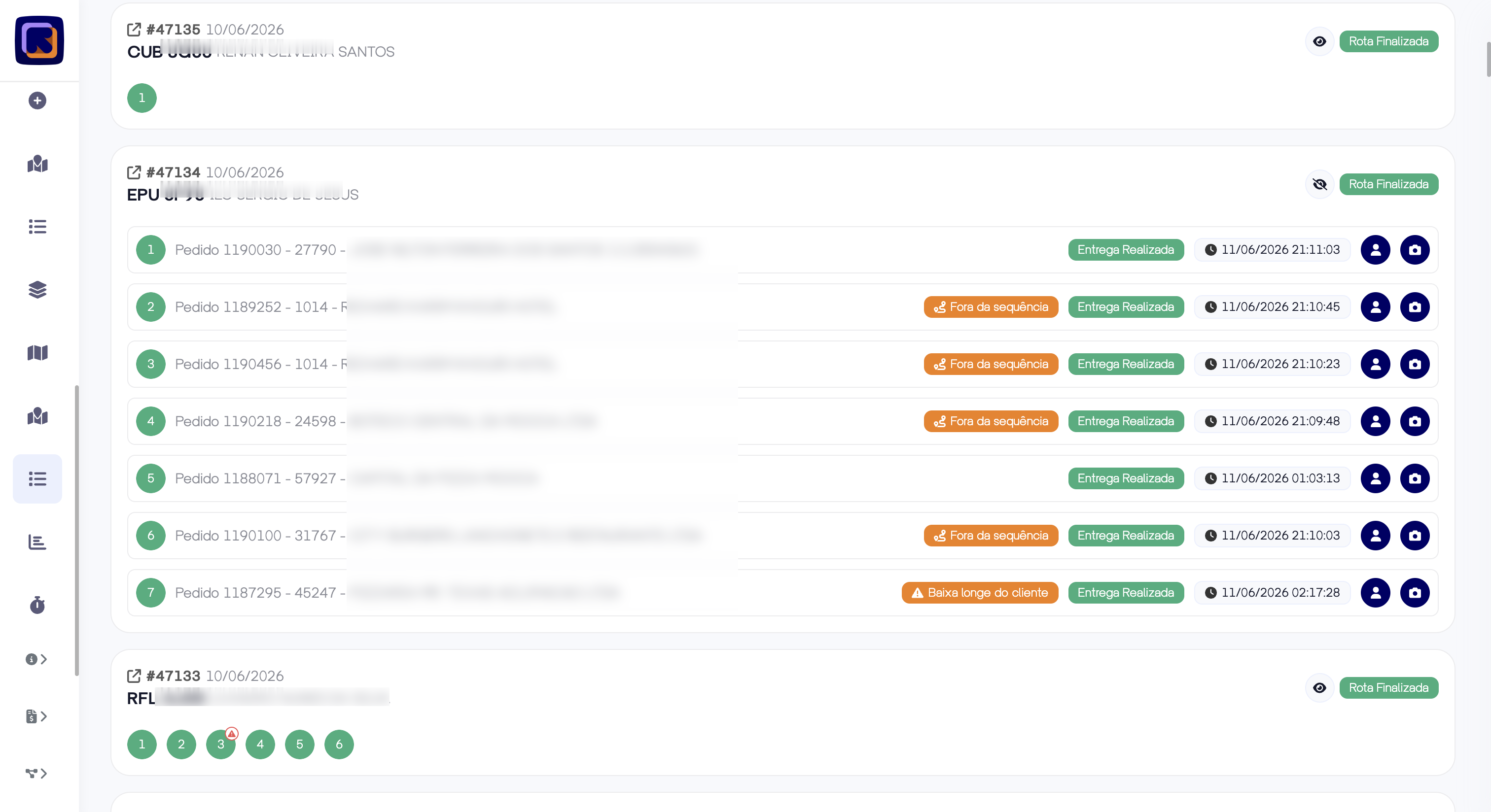 O motorista registou a entrega fora da janela permitida para esse cliente