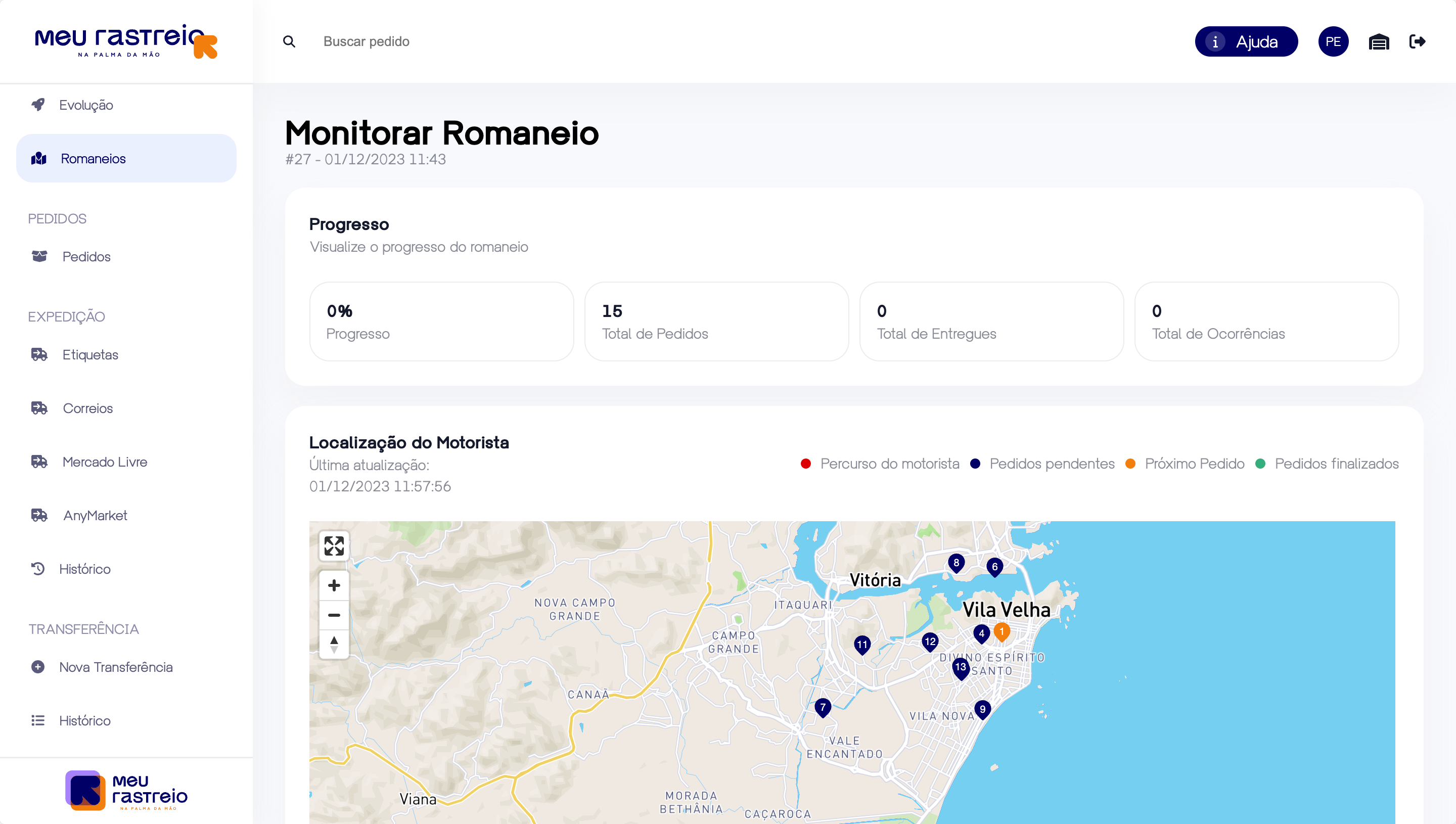 Visualização de Rotas